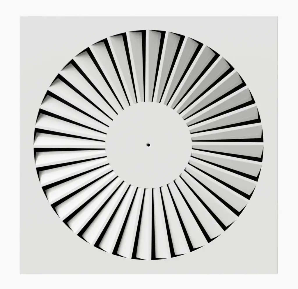 Difuzor turbionar pătrat, lamele fixe, model radial