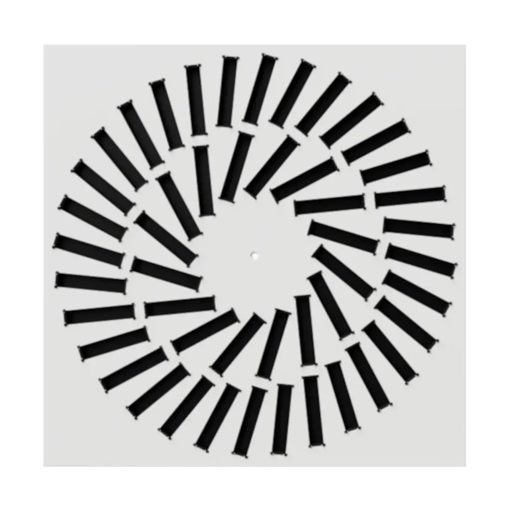 Difuzor turbionar pătrat cu fante reglabile, model rotit