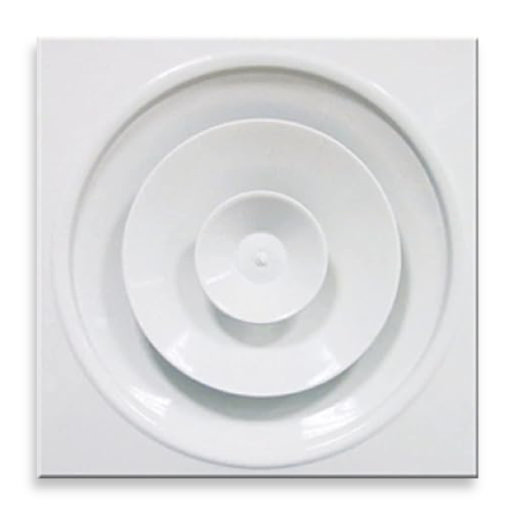Anemostat circular reglabil cu damper, pentru casetă 600x600 mm