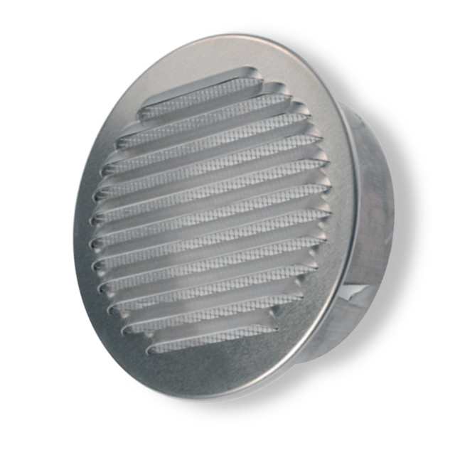 Grilă circulară D100 mm de exterior, cu plasă, ambutisată