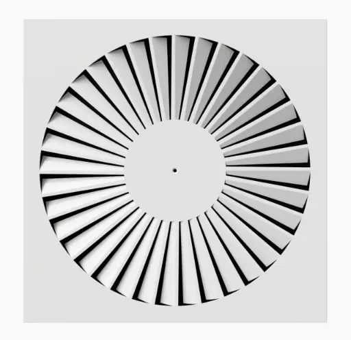 Difuzor turbionar pătrat, lamele fixe, model radial