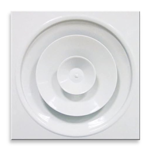 Anemostat circular reglabil cu damper, pentru casetă 600x600 mm